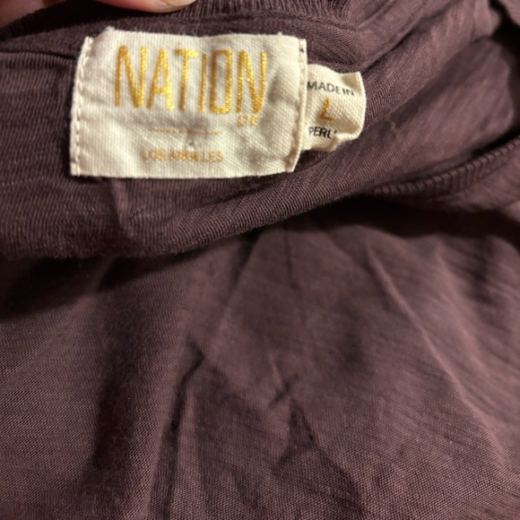 Nation LTD Womens S Silvia Pima Cotton Flare Ruched 3/4 Sleeve Top Purple TShirt - Picture 6 of 8